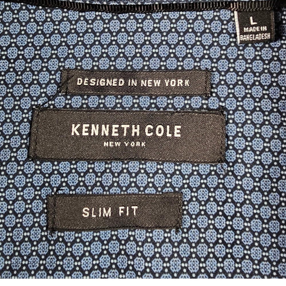 Kenneth Cole New York Long Sleeve Dress Shirt Men's L Burgundy Geometric Print - Picture 5 of 11